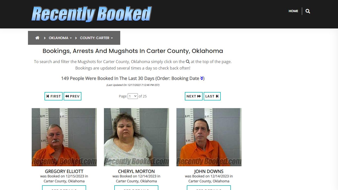 Bookings, Arrests and Mugshots in Carter County, Oklahoma - Recently Booked