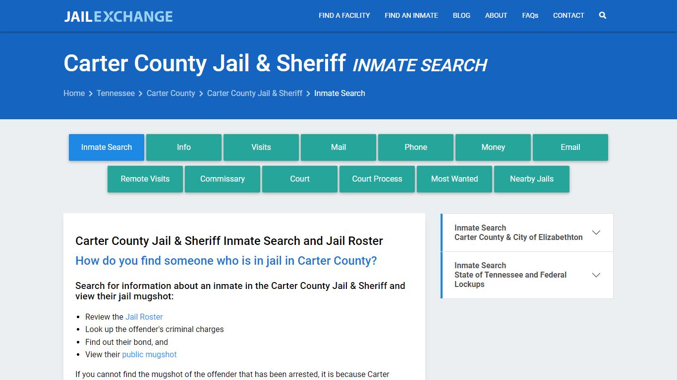 Carter County Jail & Sheriff Inmate Search - Jail Exchange